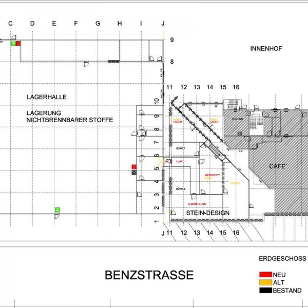 Gewerbebau Renningen Stein-Design Erdgeschoss